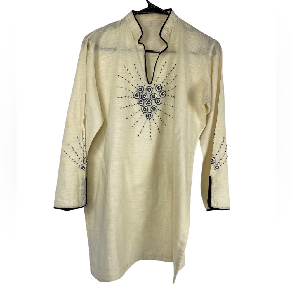 Indian Style Hand Embroidered Pure Cotton Shirt Tunic. Pre-owned. M77